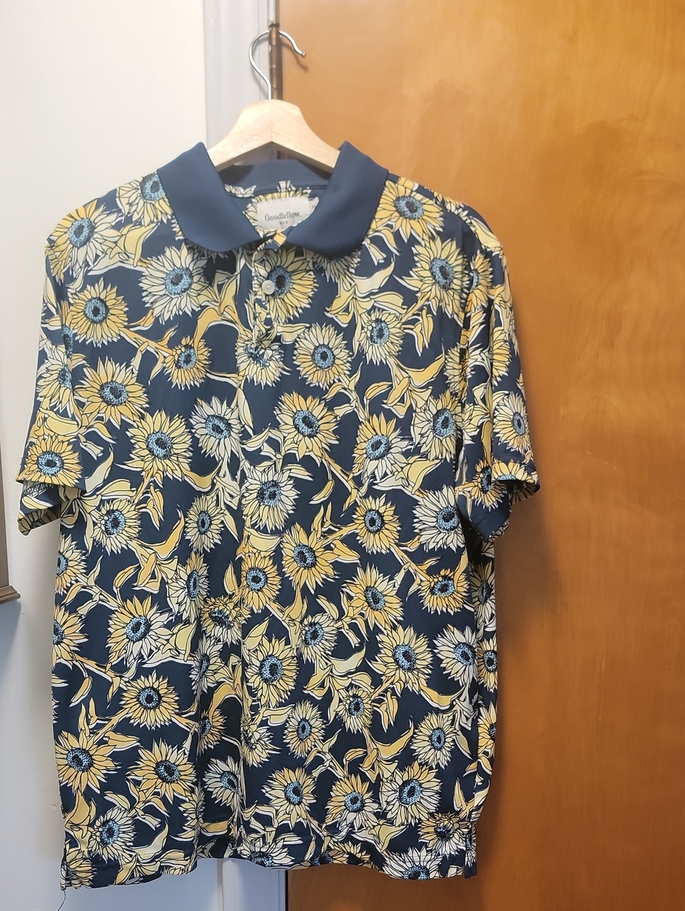 Goodfellow & Co Navy Floral Sunflower Polo Shirt